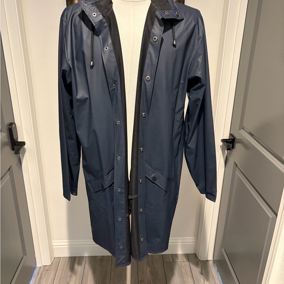 Rains Other - Rains Mens Navy Rain Trench Jacket with Hood